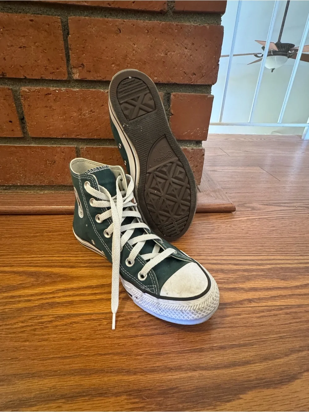 Green High Top Converse size 7.5 W - Picture 4 of 5